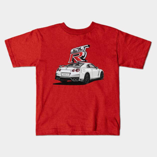 White GT-R Kids T-Shirt by aimey